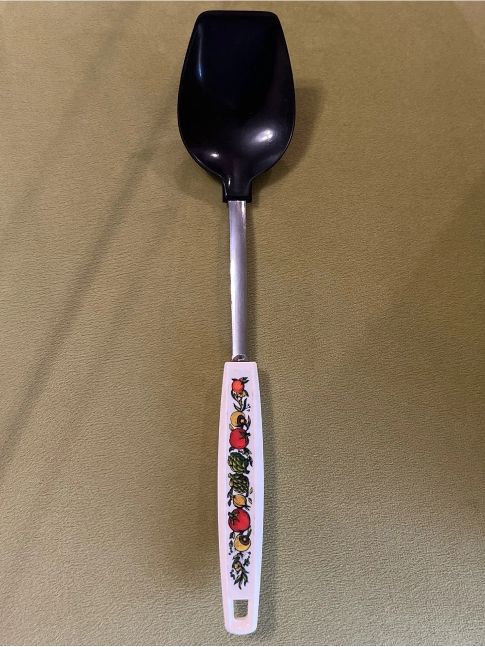 Vintage Spice of Life Fruit Kitchen Turner Spatula - Black Blade, White Handle